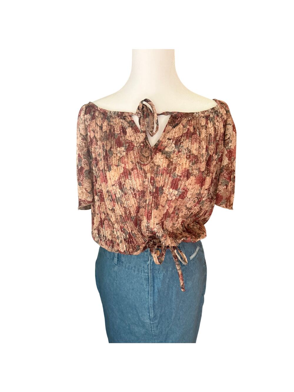 Sue Brett Vintage Floral Crop Top - Adjustable Fit